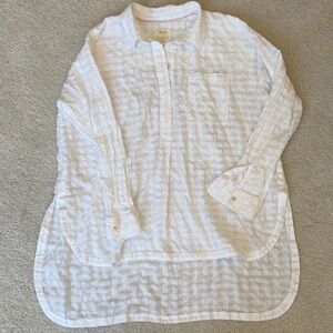 Anthropologie Maeve Textured White Shirt